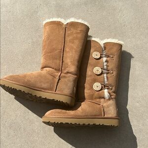 UGG Chestnut Shearling Boots with Button Detail